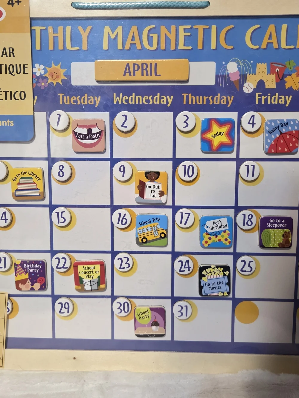 Nib Melissa & Doug Magnetic Monthly Calendar - Blue and Yellow